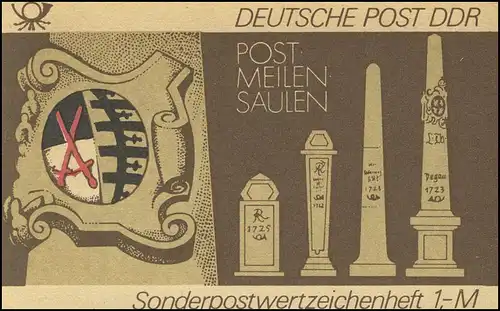 SMHD 13 Postmeilensäulen mit 3 PLF 2869, Felder 43, 44 und 50, **