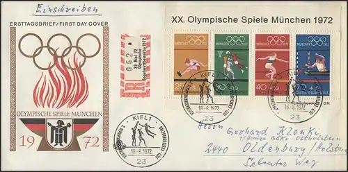 Concours de voile spéciale de Kiel en 1972 sur la bijoux de FDC Kienne 18.8.1972