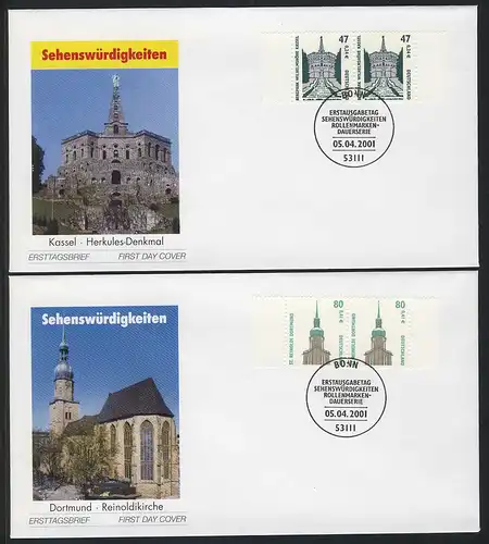 2176-2177 SwK Kassel et Dortmund 2001, couples sur FDC, ESSt Bonn