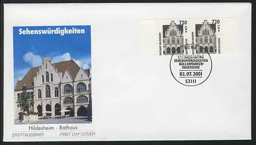 2197 SWK 720/3,68 Hildesheim 2001, Paar FDC ESSt Bonn