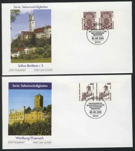 2210-2211 SWK Kirchheim 0,26 et Eisenach 2,05 - Couples à FDC ESSt Bonn