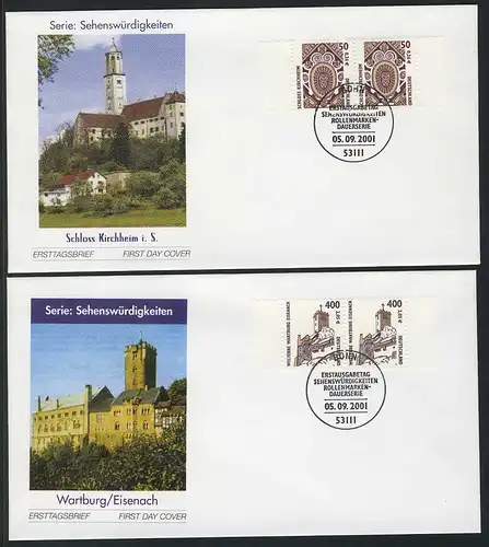 2210-2211 SWK Kirchheim 0,26 und Eisenach 2,05 - Paare auf FDC ESSt Bonn