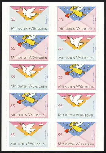 FB 12a Grußmarken 2010, Folienblatt 5x2827-2828, Nr. 1839 11916, **