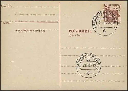 P 65 - Constructions 20 Pf brun rouge avec VS-O Francfort/Main