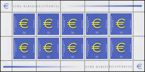 Introduction en euros Pièces et billets 2002 - Livres de 10 euros, frais de port **