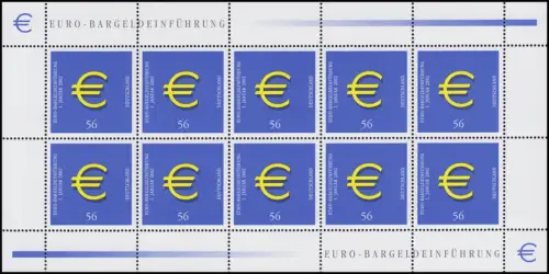 Introduction en euros Pièces et billets 2002 - Livres de 10 euros, frais de port **