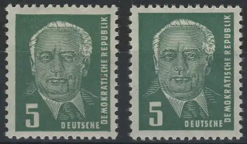 322 Pieck 5 Pf. - Set mit verschiedenen Farbtönungen, postfrisch **