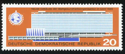 1178II WHO Genf 1966 mit PLF II Ge in Genf beschädigt, Feld 22, **