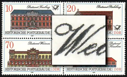 3067-3070 Postgebäude-Viererblock mit PLF 3069I offenes W, **