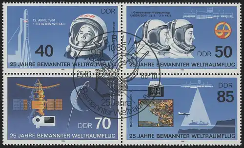 3005-3008 Vol spatial 1986, Quaderblock, ESSt Berlin