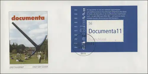 Block 58 documenta11 Kassel 2002 auf FDC ESSt Bonn