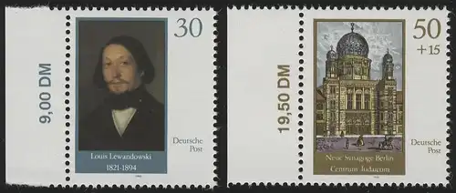 3358-3359 Nouvelle Synagogue Berlin, jeu de bordure à gauche avec compteur de série REGZ **