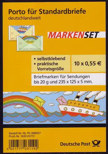 FB 13 Grußmarken 2011, Folienblatt 5x2848-49, EV-O Bonn