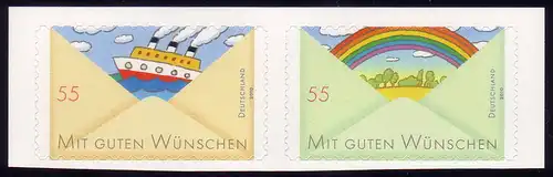 2848-2849 Grußmarken Schiff & Regenbogen aus Folienblatt 13 waagerechtes Paar **