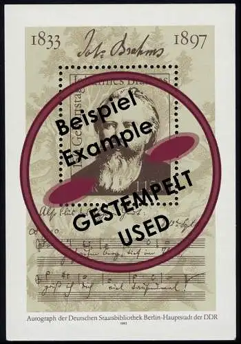 Bloc 69 de Johannes Brahms 1983, avec le cachet du jour