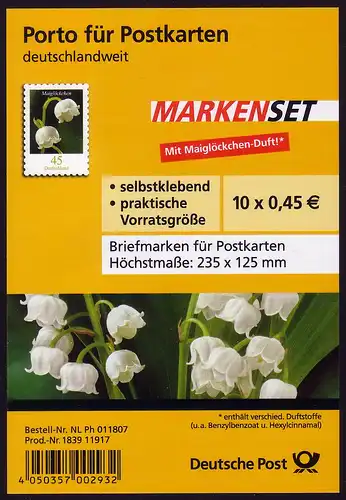 FB 15 Bouquet de mai avec parfum, feuille 10x2851, **
