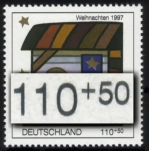 1960DD Weihnachten 110 Pf, Doppeldruck Farbe schwarz, **