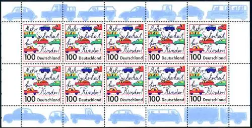 1897 Straßenverkehr - 10er-Bogen mit 2 PLF, Felder 1 und 6, **