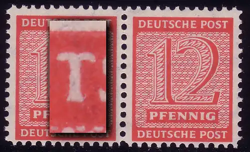 119BX Ziffern 12 Pf Postmeister, Paar mit PLF I: Einbuchtung, ** gepr. Jasch BPP