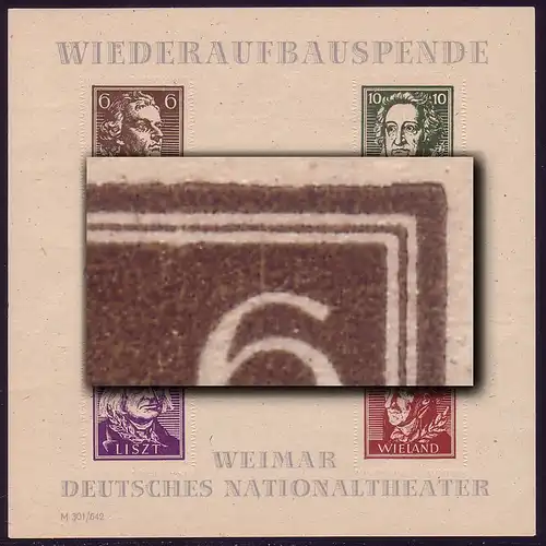 Bloc 3Baya reconstruction, percé, sans filigrane, type de plaque IX **