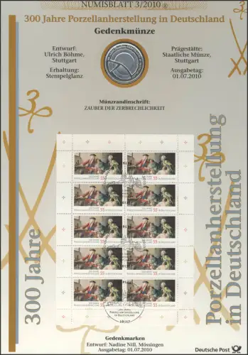 2805 300 ans de fabrication de porcelaine en Allemagne - Numisblatt 3/2010