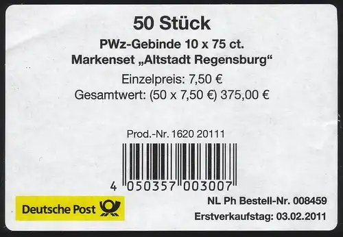 FB 14a UNESCO Ratisbonne, Banderole avec Prod.-No.: 1620 20111