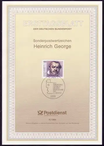 1689I Heinrich George: Course en D/F.10 sur ETB 31/93