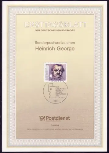 1689I Heinrich George: Schlaufe im D/F.10 auf ETB 31/93