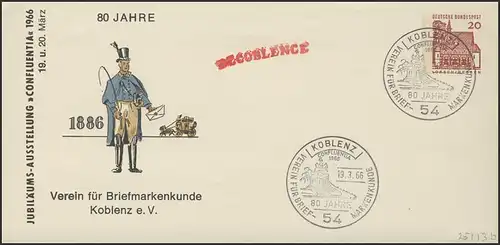 Umschlag 20 Pf Lorsch Koblenz mit WZ REFLEX SSt 19.3.66