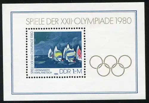 Block 60 Olympiade 1980 mit PLF Flecken an der linken oberen Welle, **