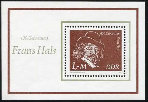 Bloc 61 Frans Hal 1980 avec PLF deuxième zéro cassé dans 400 ci-dessus, **