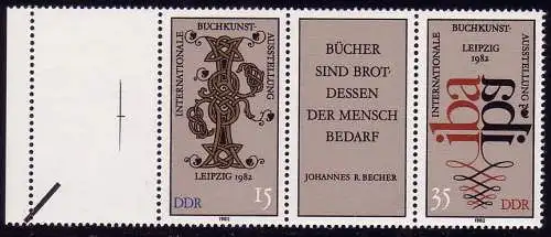 2697-2698 Buchkunst - Zusammendruck mit Leerfeld links am 15-Pfennig-Wert **