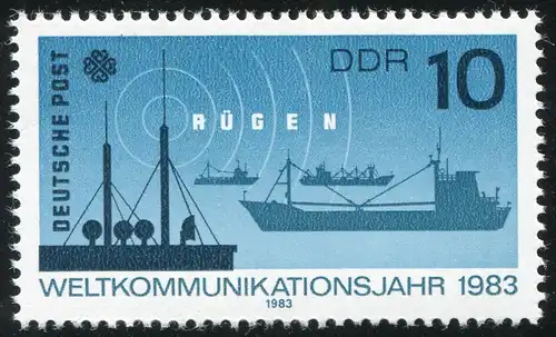 2771 Année de communication mondiale 10 Pf. avec PLF: Éruption sur le R de RÜGEN, champ 8 **