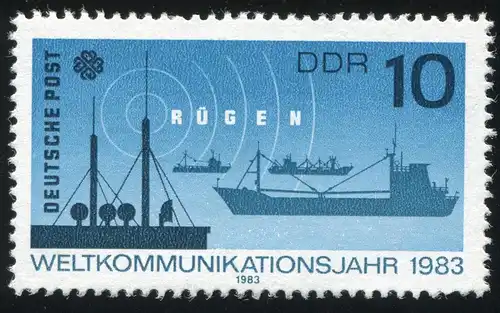 2771 Weltkommunikationsjahr 10 Pf mit PLF 8 mit Kerbe, Feld 40 **