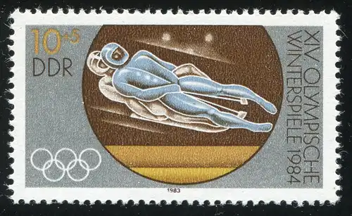 2839 Winterolympiade 10 Pf: unten beschädigte 19 bei der Jahreszahl, Feld 22, **