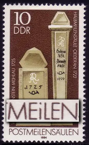 2853I Postmeilensäulen 10 Pf: kleines i in POSTMEILENSÄULEN, Feld 29 **