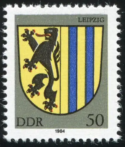 2860I Wappen Leipzig: senkrechter Balken der 5 unten gebrochen, Feld 82 **
