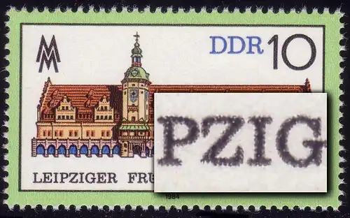 2862 Messe Leipzig 10 Pf: Z par LEIPZIGER encastré en bas à gauche, champ 33, **