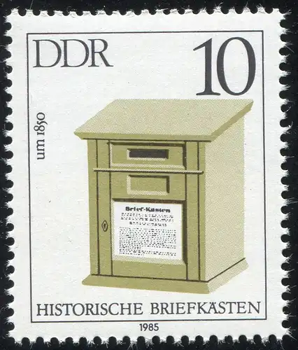 2924 Briefkästen 10 Pf mit PLF: Punkt am Einwurfschlitz, Feld 1 **