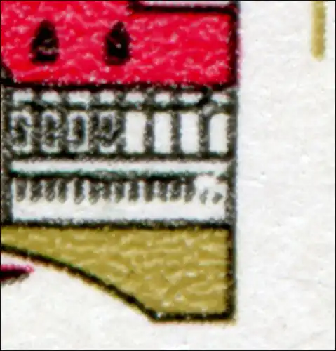 2982 Vereinte Nationen: beschädigte rechte untere Schloßecke, Feld 18 **