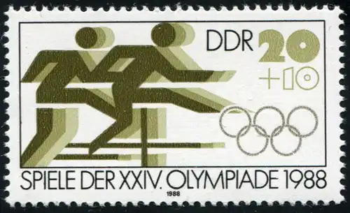 3185 Olympiade 20 Pf: Mittelstrich im E von OLYMPIADE mit Kerbe, Feld 29 **