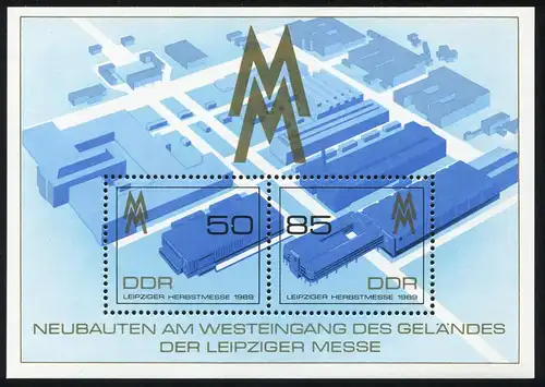 Block 99 Messe Leipzig avec 3267: Branche oblique au-dessus de R de HERBSTMESSE, **