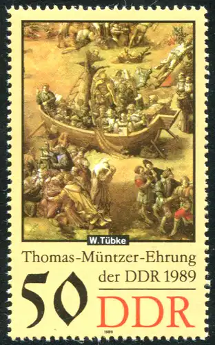 3272 Müntzer 50 Pf: point noir sur la d de la, **