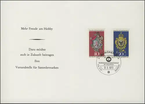 Jahresgabe der Post IBRA & Philatelistenkongreß München, SSt München 21.5.73