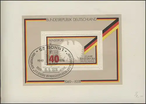 Jahresgabe der Post Block 10 - 25 Jahre Bundesrepublik, ESSt Bonn 15.5.1974 