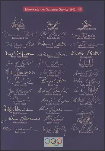 Jahresgabe der Post Olympiade, ESSt Bonn 6.2.1992