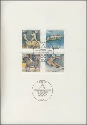 Jahresgabe der Post Olympiade, ESSt Bonn 6.2.1992