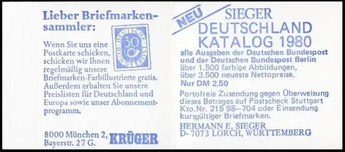 22Ic MH BuS 1980 Buchdruck Variante b - mit ZB, postfrisch **