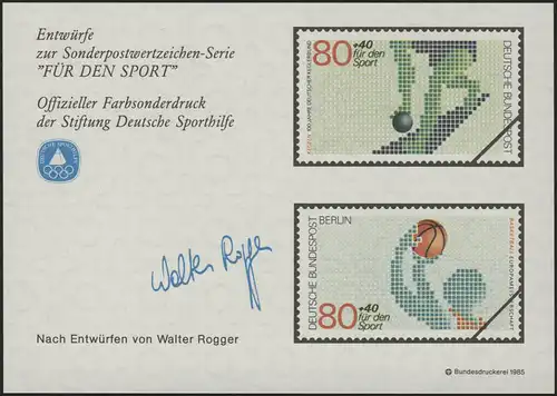 Sporthilfe Sonderdruck Rogger Kegeln und Basketball 1985
