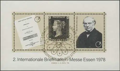 Messe Essen Sir Rowland Hill Sonderdruck 1978, goldener Sonderstempel